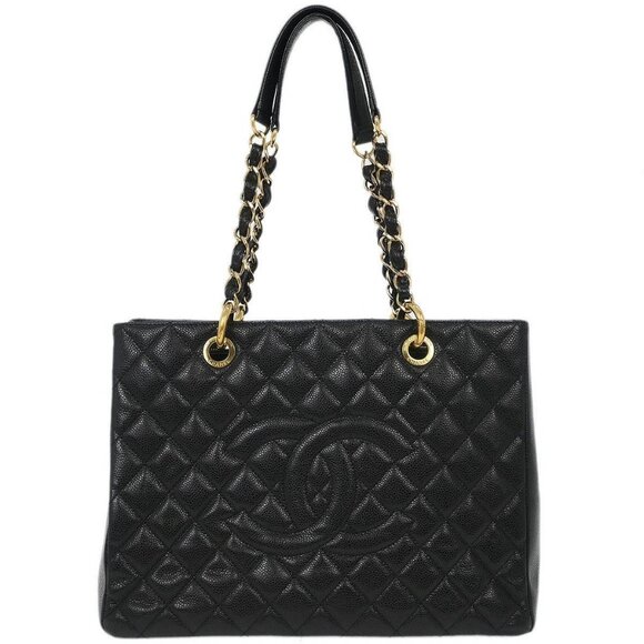 Chanel Black Calfskin Grand Shopping Tote GST Chain Handbag 115949 - Picture 1 of 10